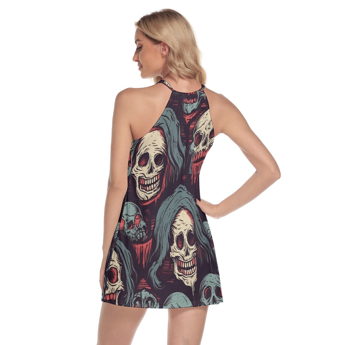 All-Over Print Women's Round Neck Above Knee Dress