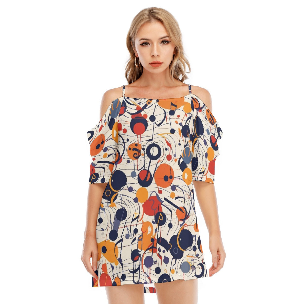 All-Over Print Women's Off-shoulder Cami Dress