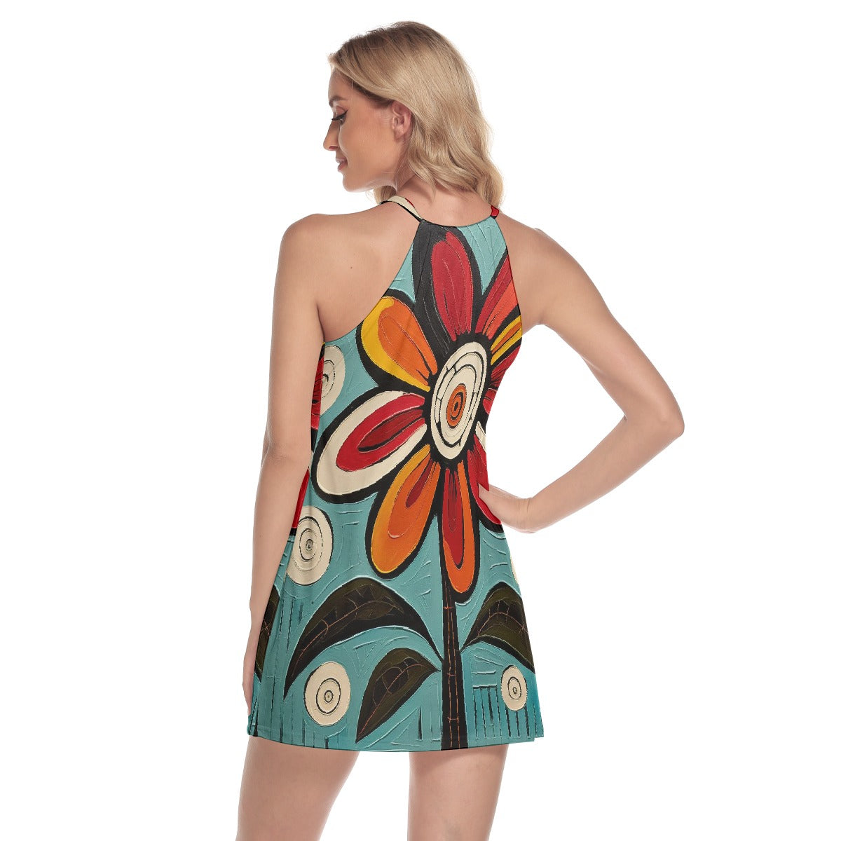 All-Over Print Women's Round Neck Above Knee Dress