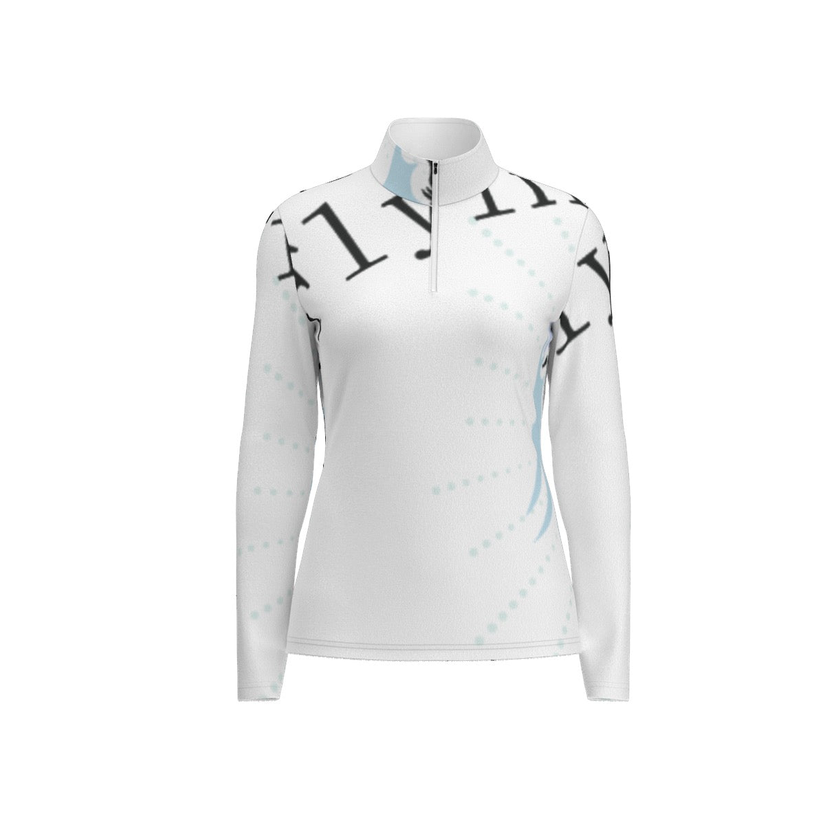 All-Over Print Women's Sports Collar Jersey With Long Sleeve