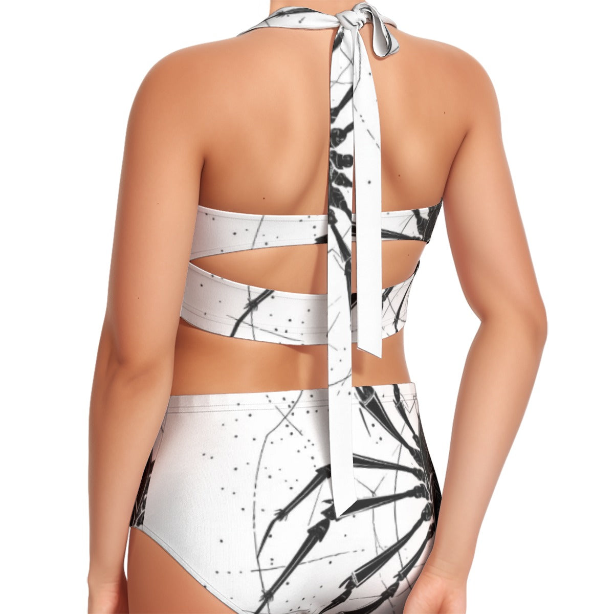 All-Over Print Women's Swimsuit Set With Halter