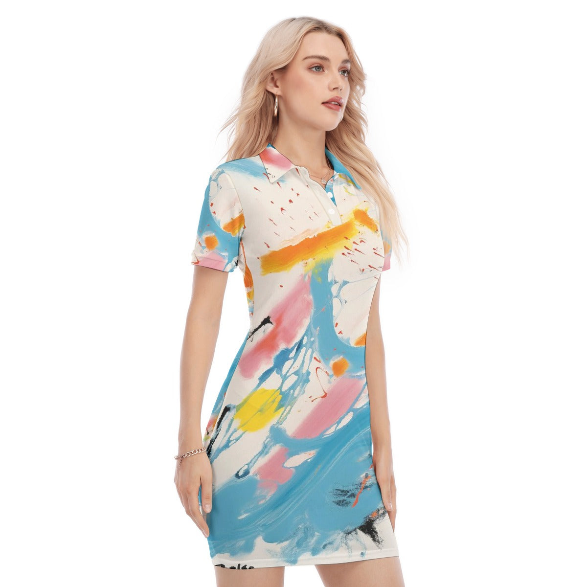 All-Over Print Women's Polo Collar Dress