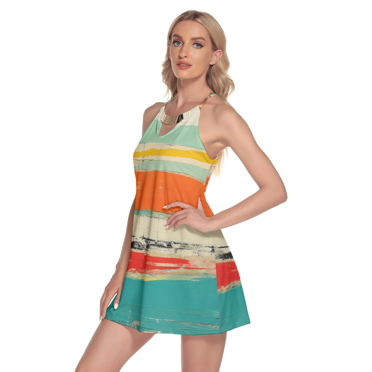 All-Over Print Women's Round Neck Above Knee Dress