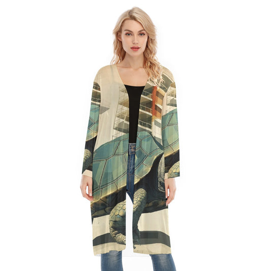 All- Over Print Women's Long Sleeve Mesh Cardigan