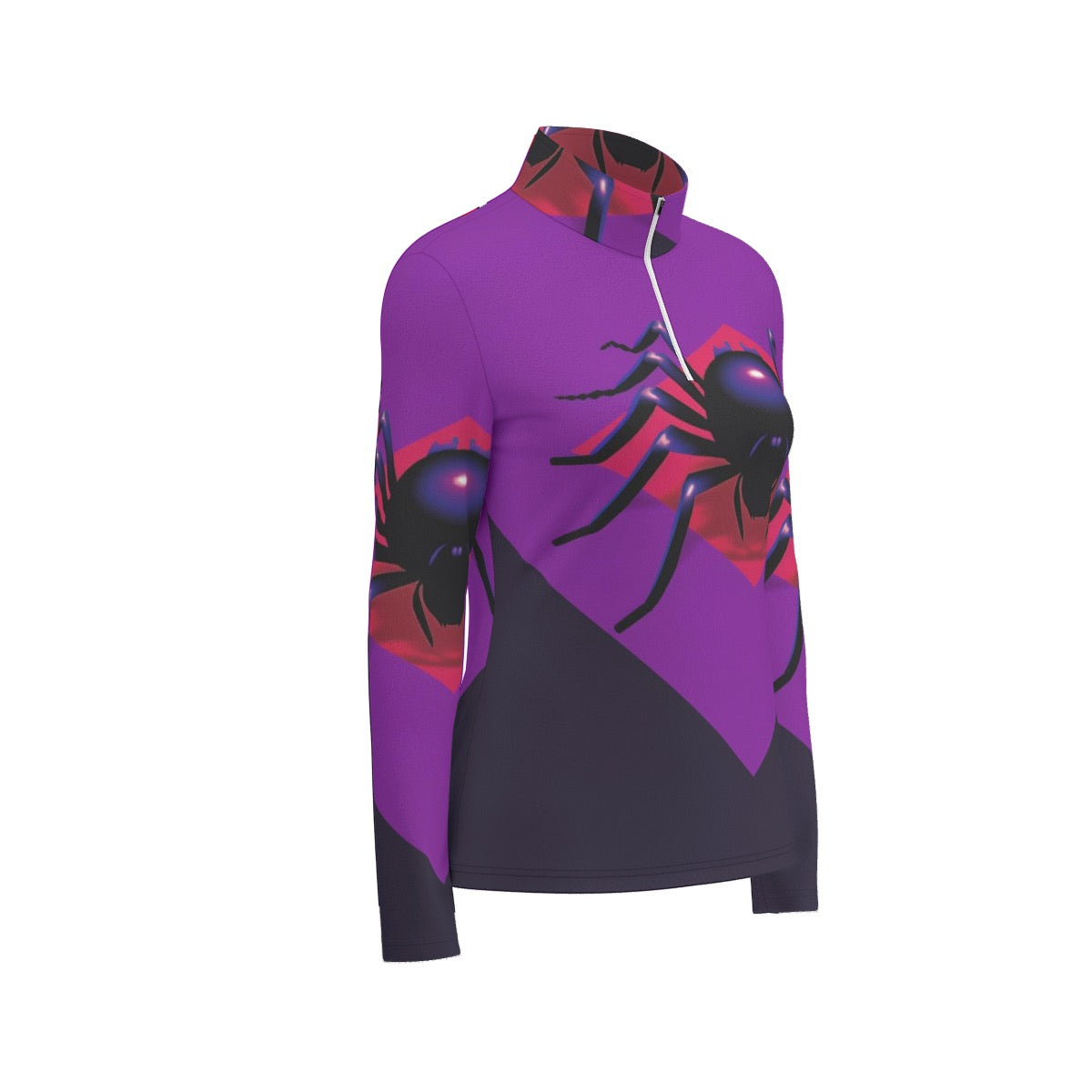 All-Over Print Women's Sports Collar Jersey With Long Sleeve