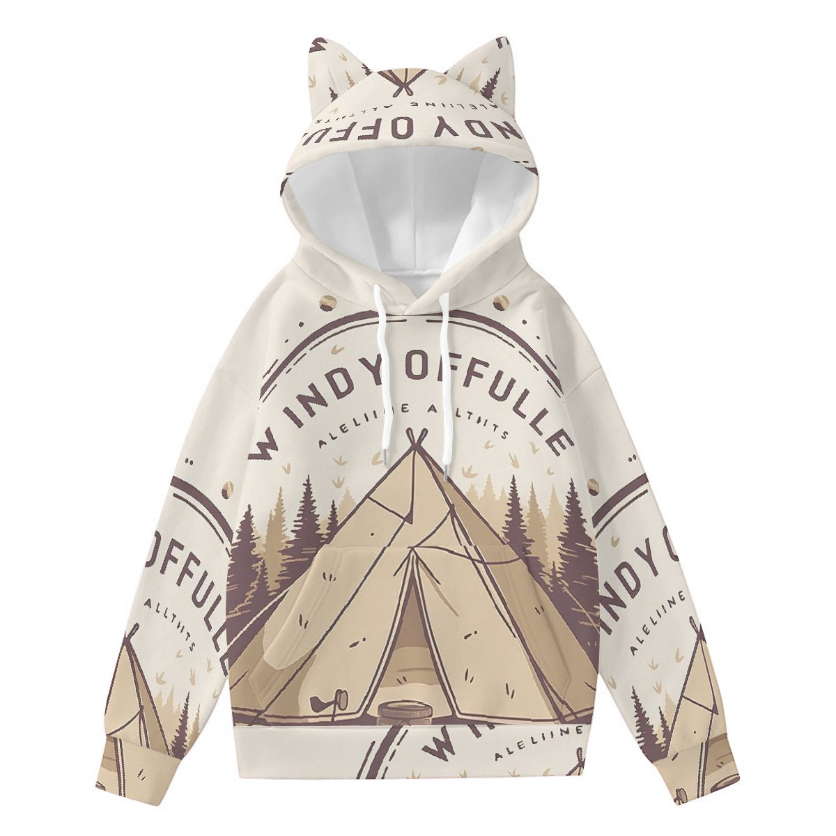 All-Over Print Women’s Hoodie With Decorative Ears