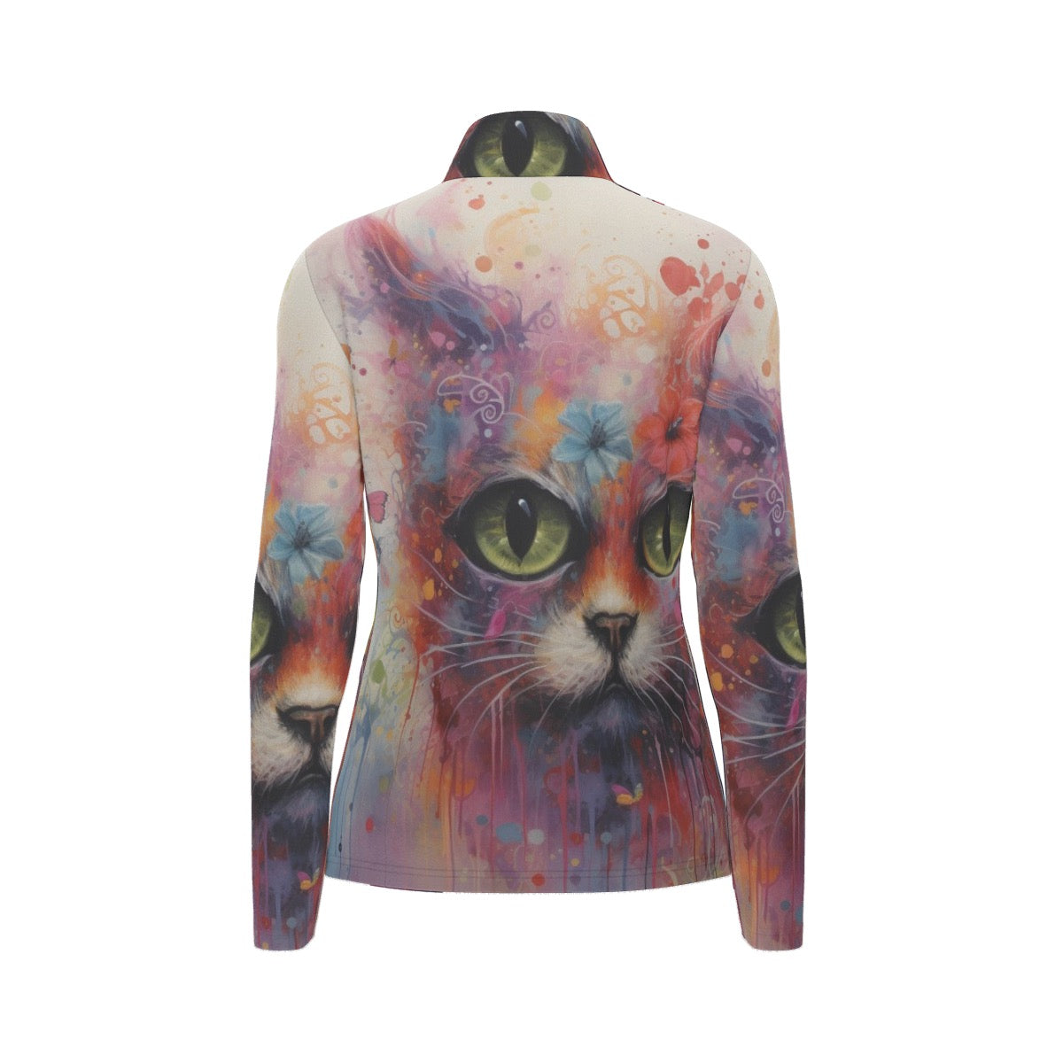 All-Over Print Women's Sports Collar Jersey With Long Sleeve