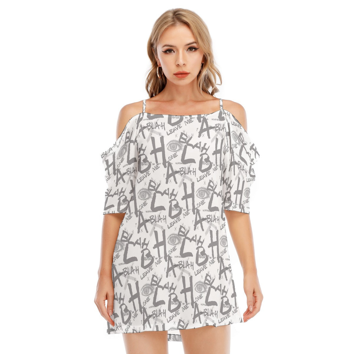 All-Over Print Women's Off-shoulder Cami Dress