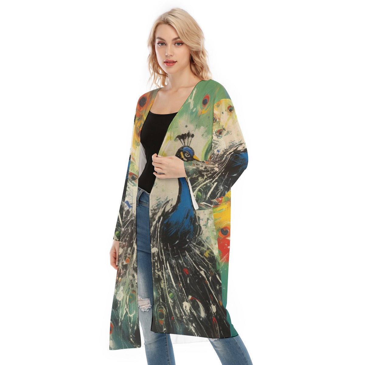 All- Over Print Women's Long Sleeve Mesh Cardigan