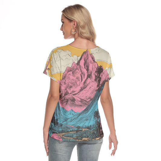 All-Over Print Women's Loose V-neck Short Sleeve T-shirt