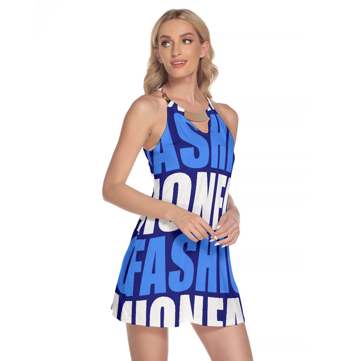 All-Over Print Women's Round Neck Above Knee Dress