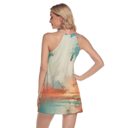 All-Over Print Women's Round Neck Above Knee Dress