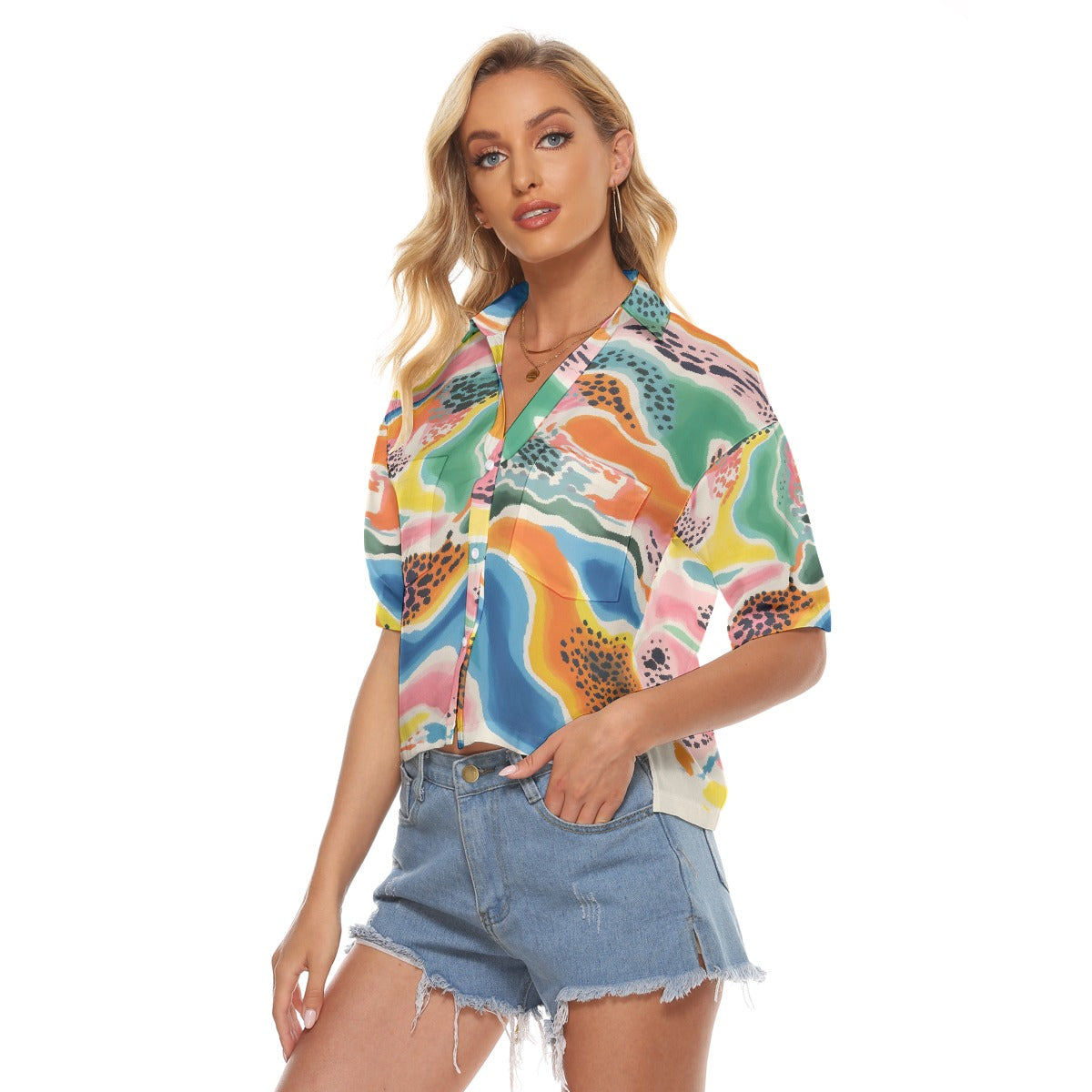 All-Over Print Women's V-neck Shirts