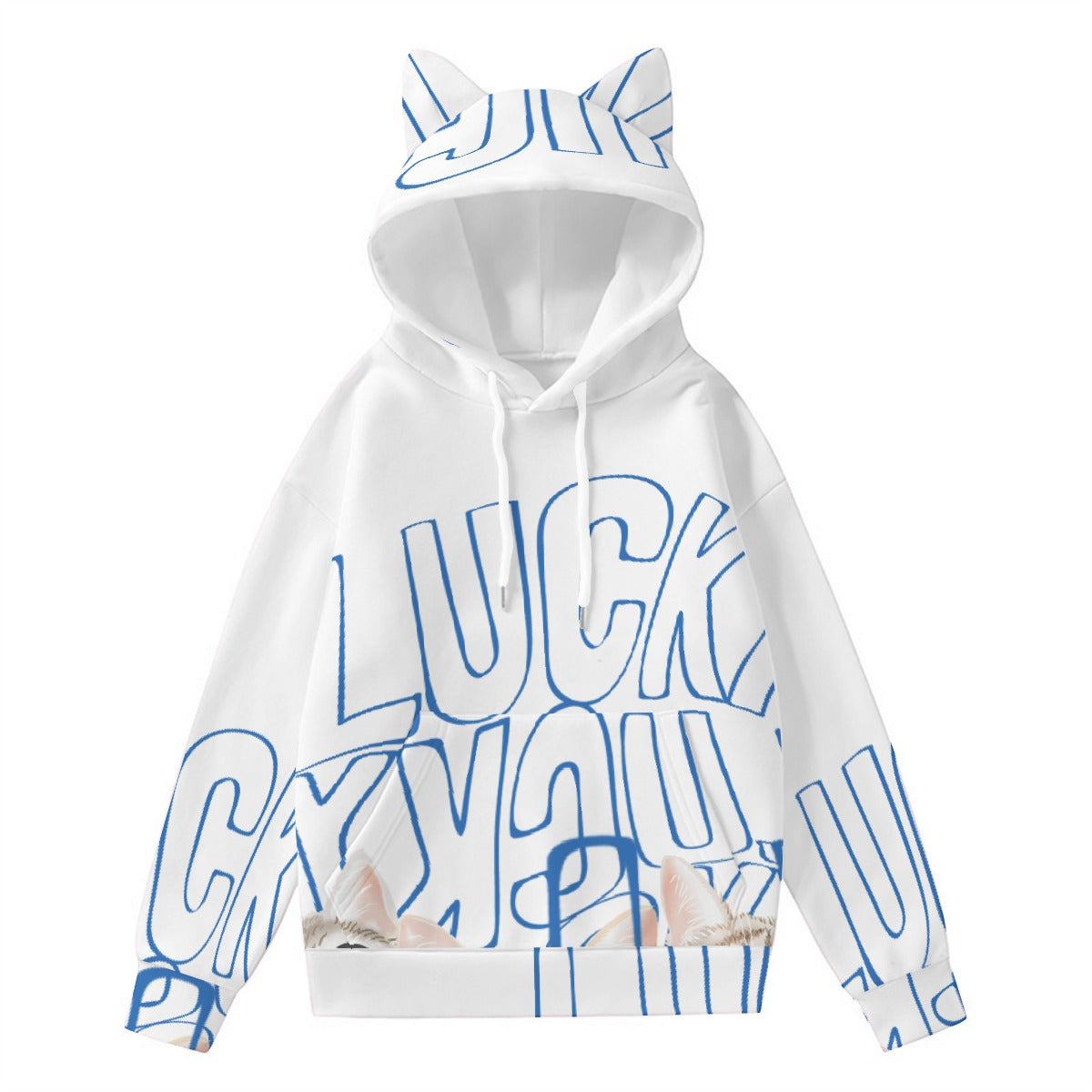 All-Over Print Women’s Hoodie With Decorative Ears