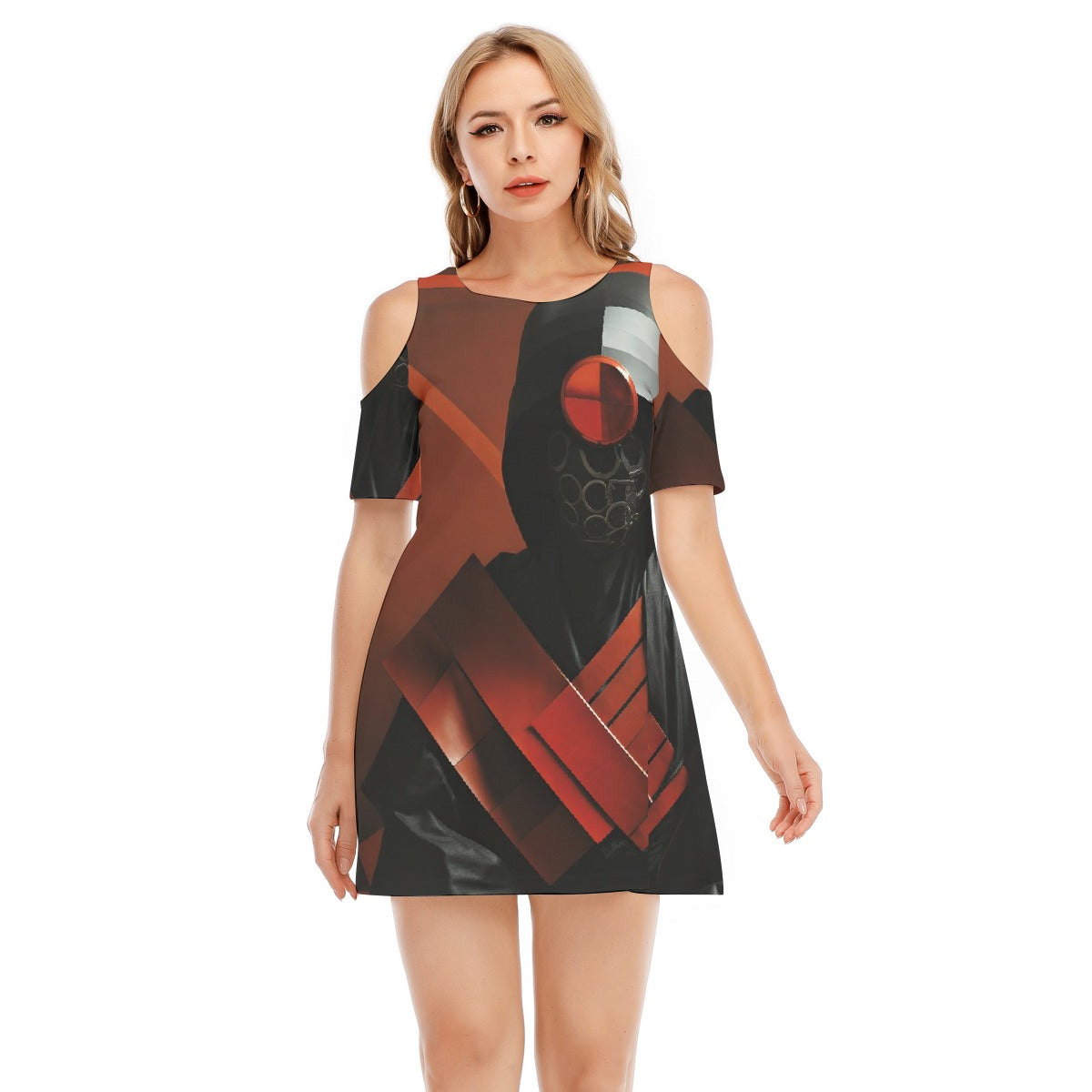 All-Over Print Women's Cold Shoulder Dress | 190GSM Cotton