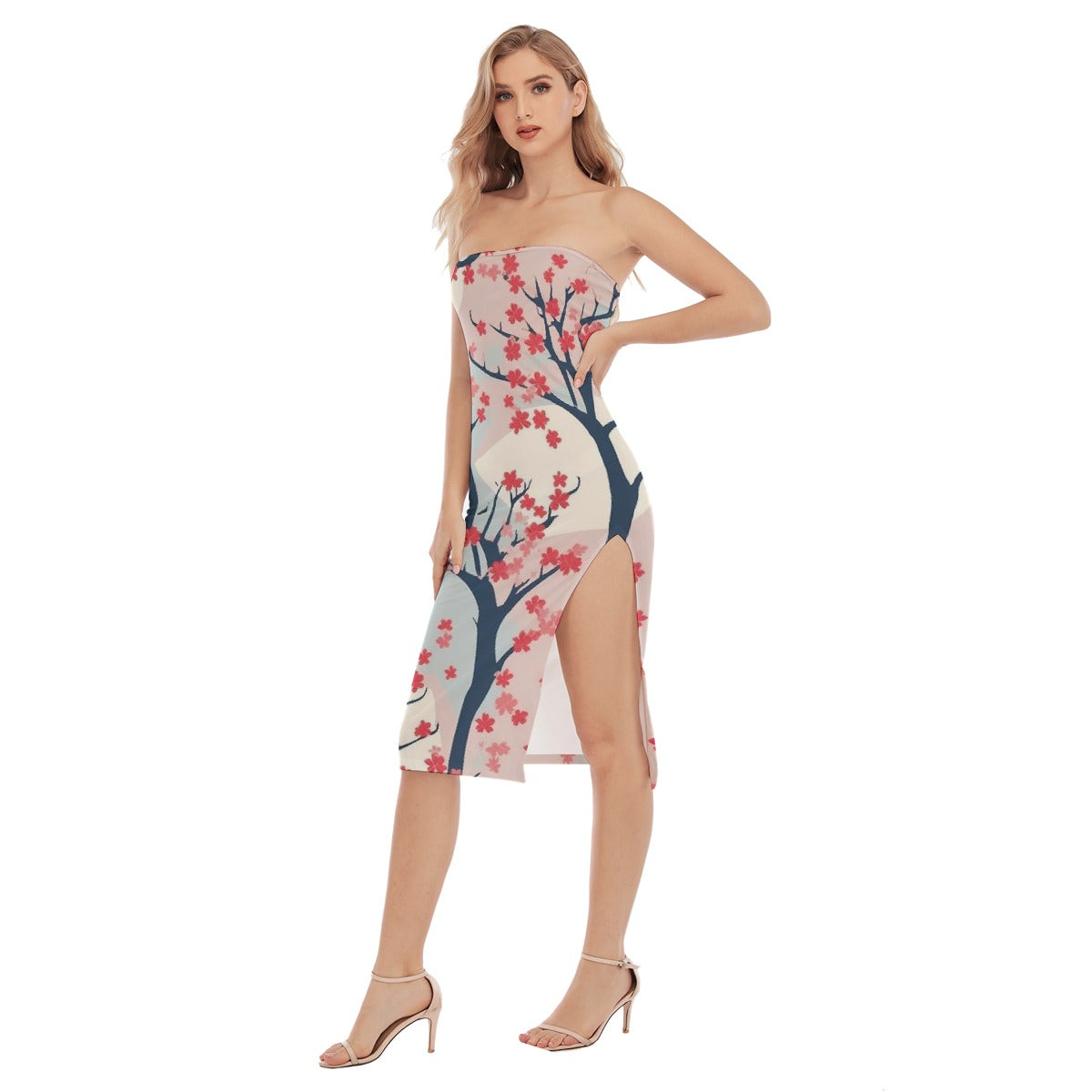 All-Over Print Women's Side Split Tube Top Dress