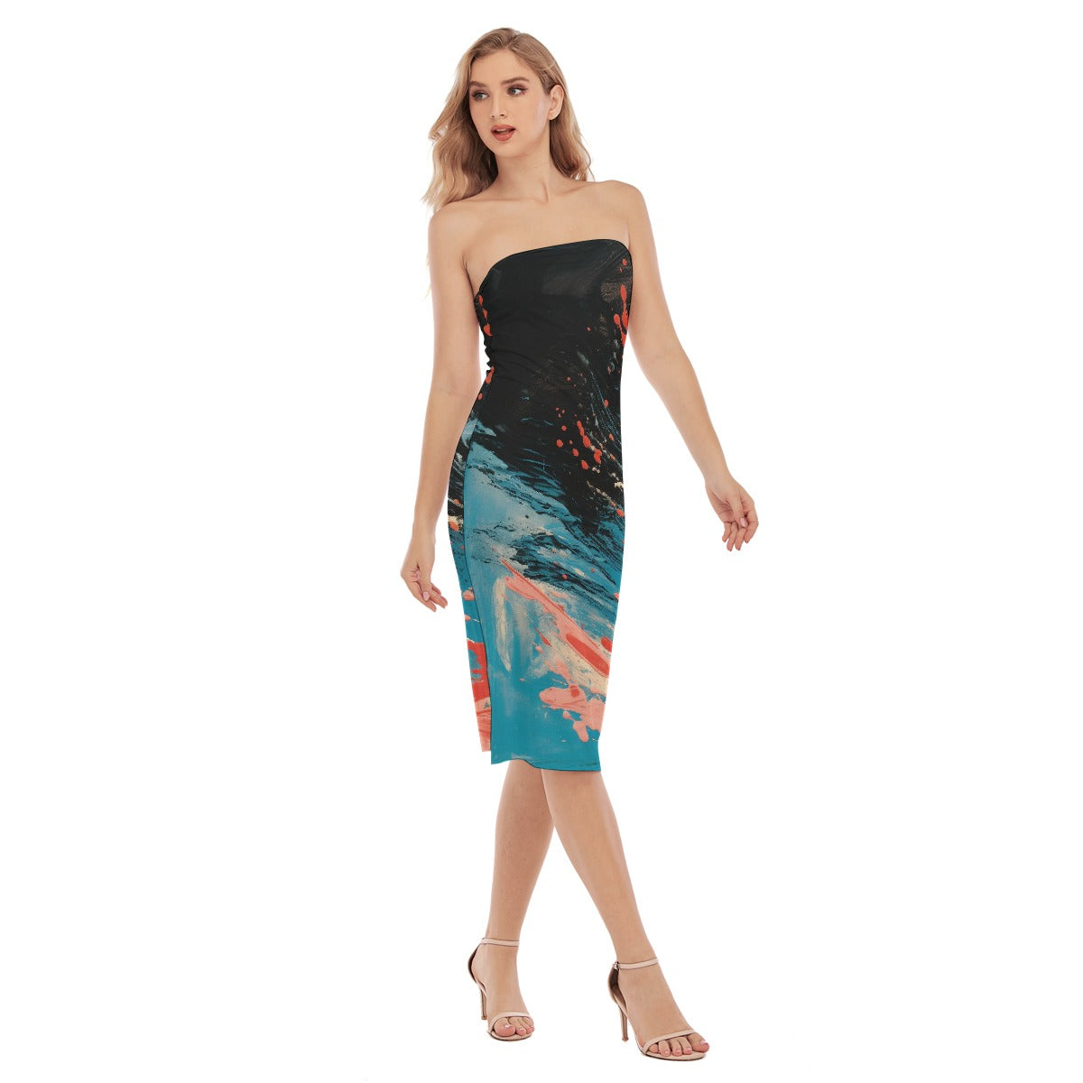 All-Over Print Women's Side Split Tube Top Dress