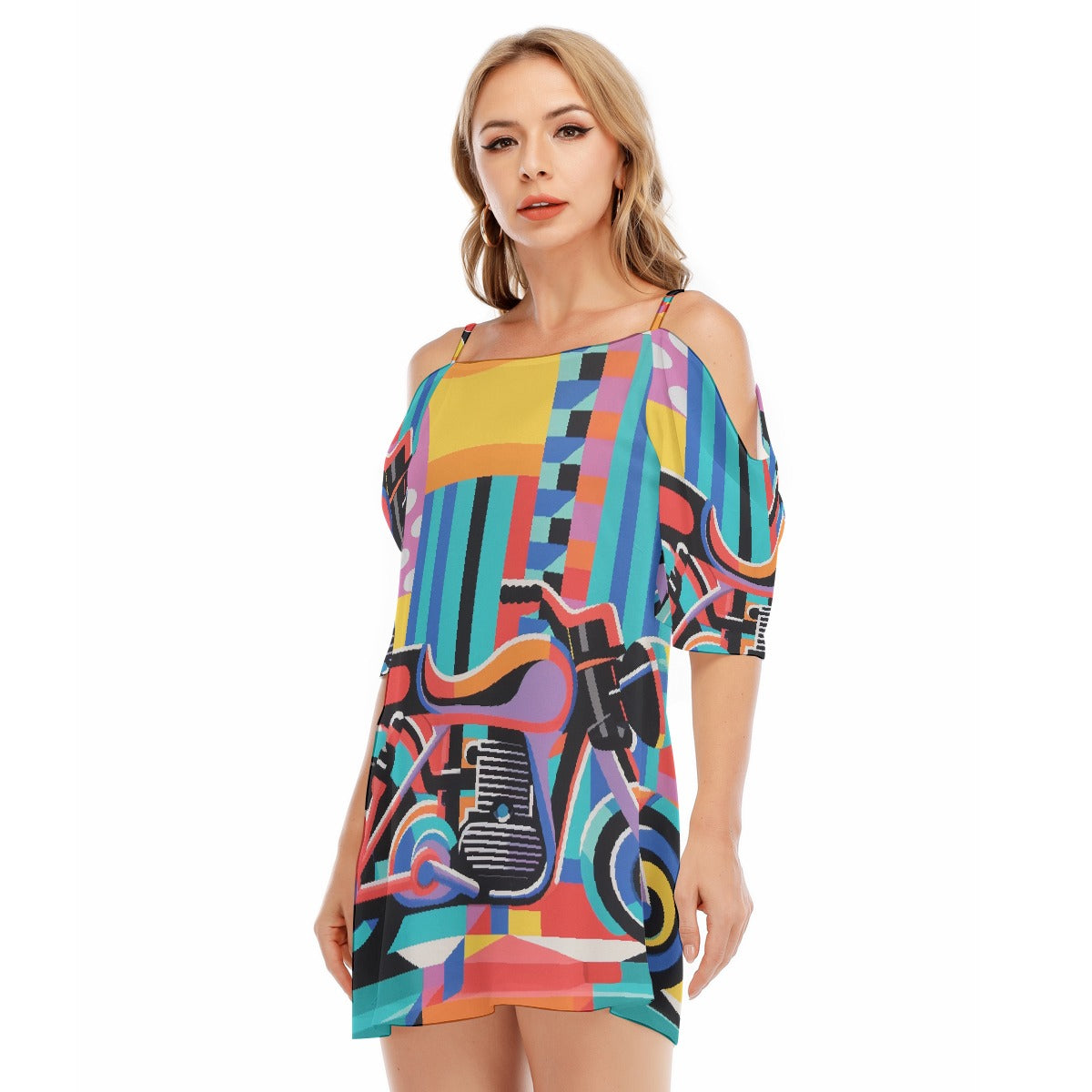 All-Over Print Women's Off-shoulder Cami Dress