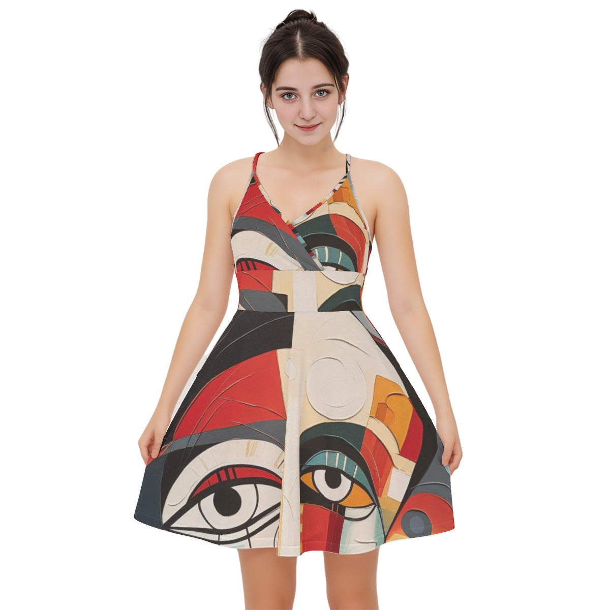 All-Over Print Women‘s Cross Cami Dress