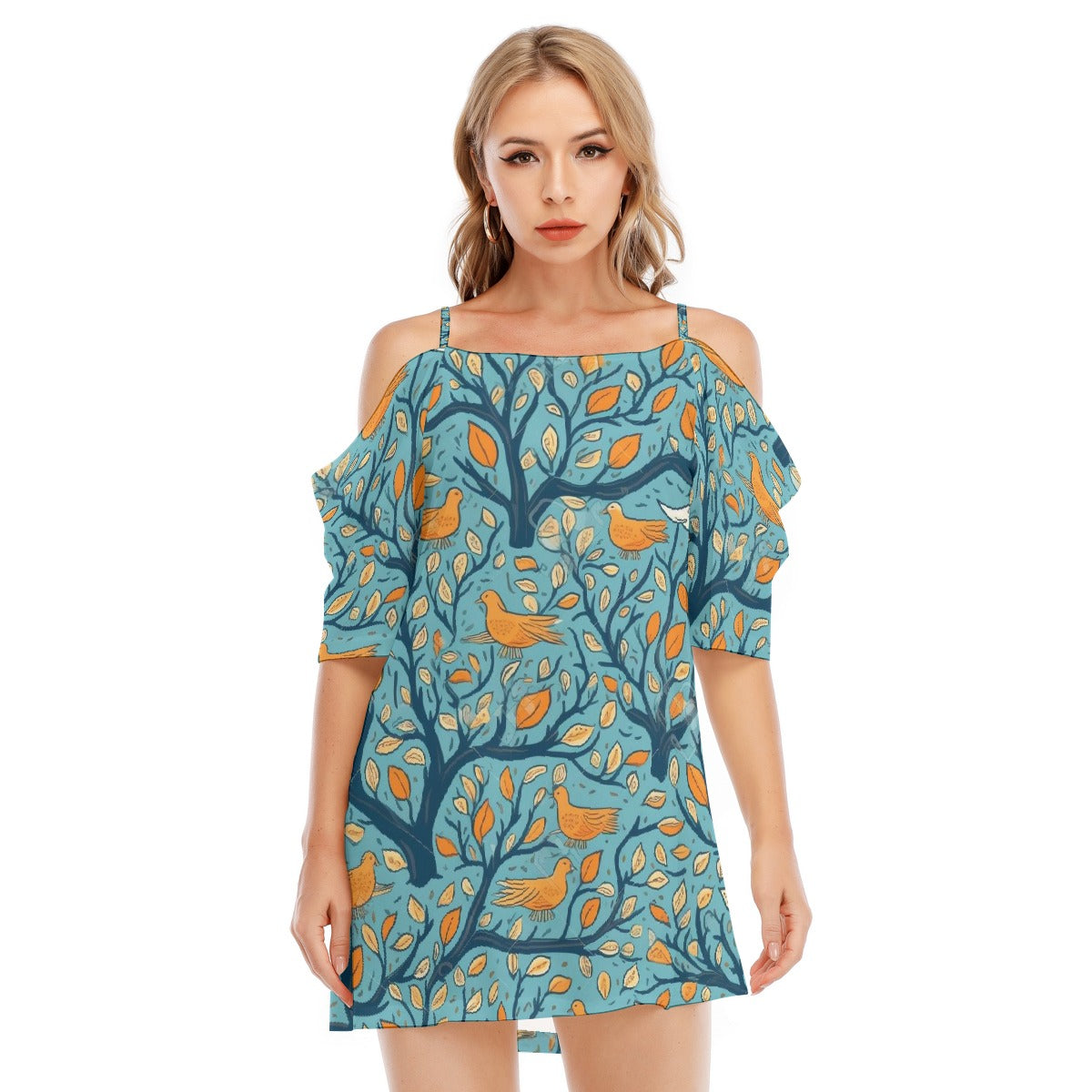 All-Over Print Women's Off-shoulder Cami Dress