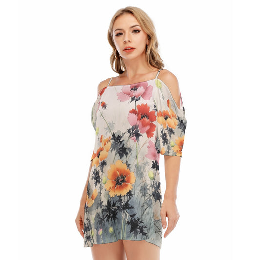 All-Over Print Women's Off-shoulder Cami Dress