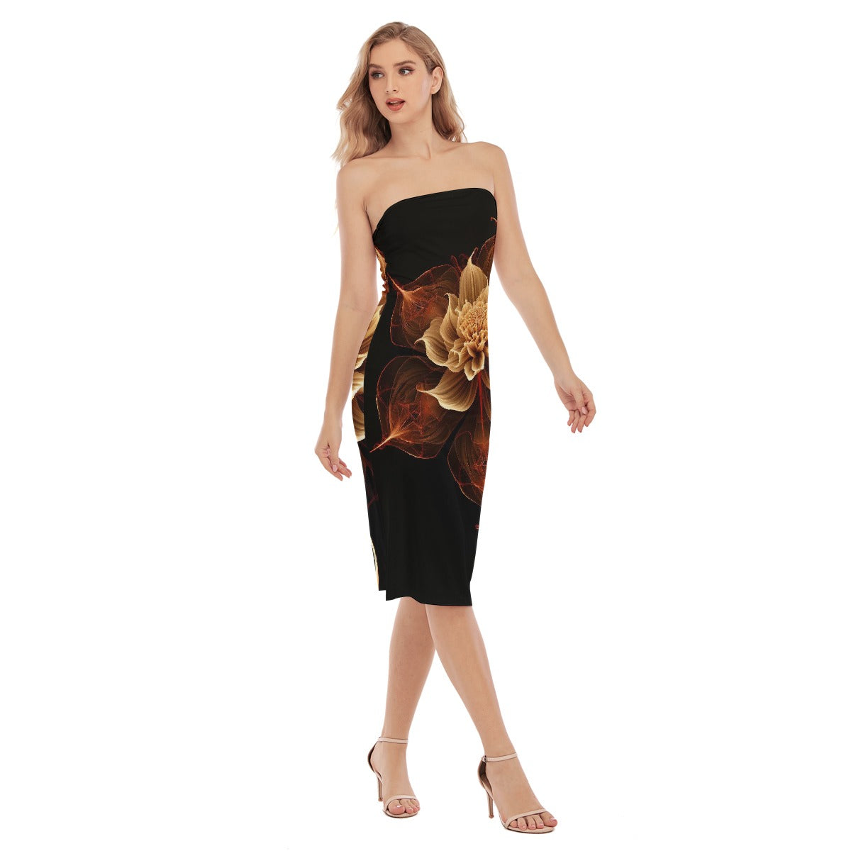 All-Over Print Women's Side Split Tube Top Dress