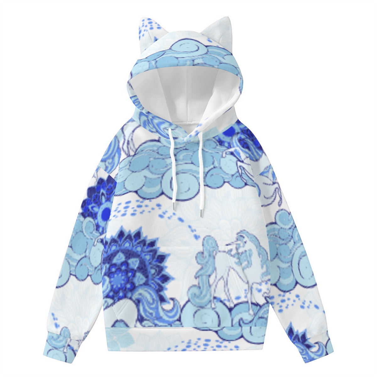 All-Over Print Women’s Hoodie With Decorative Ears