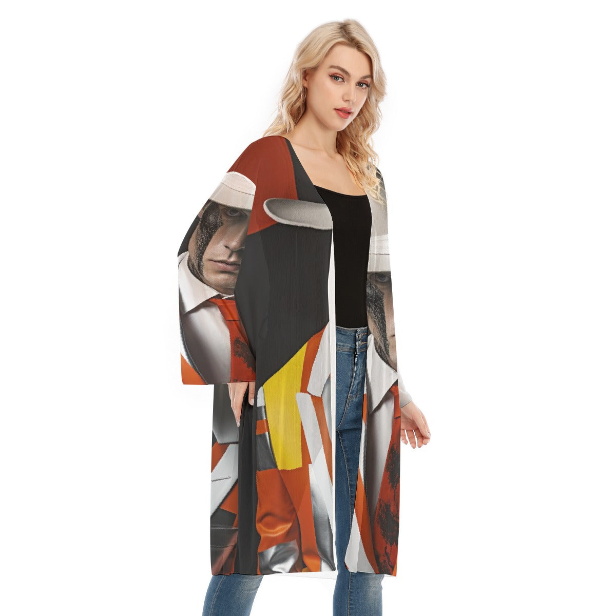 All- Over Print Women's Long Sleeve Mesh Cardigan