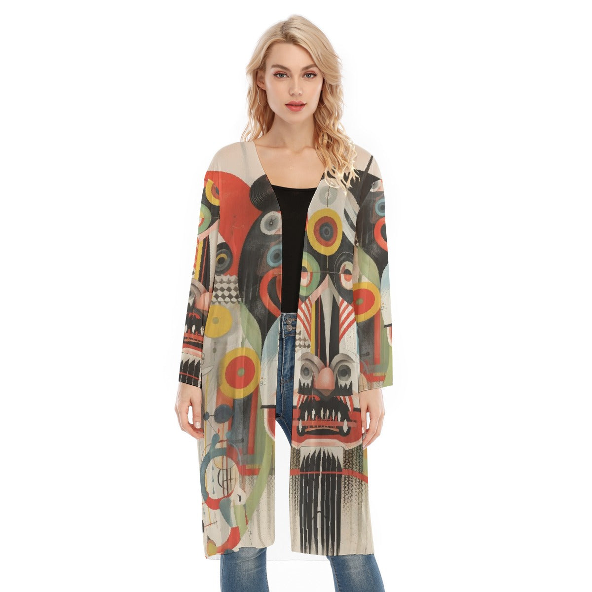 All- Over Print Women's Long Sleeve Mesh Cardigan