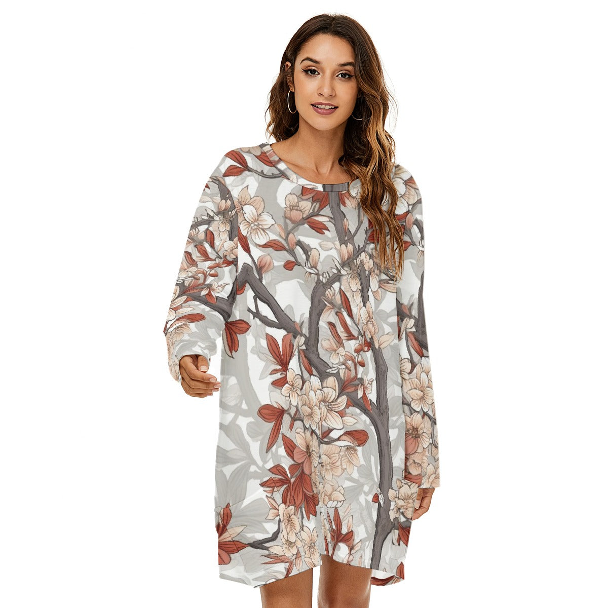 All-Over Print  Women's Loose Crew Neck Dress