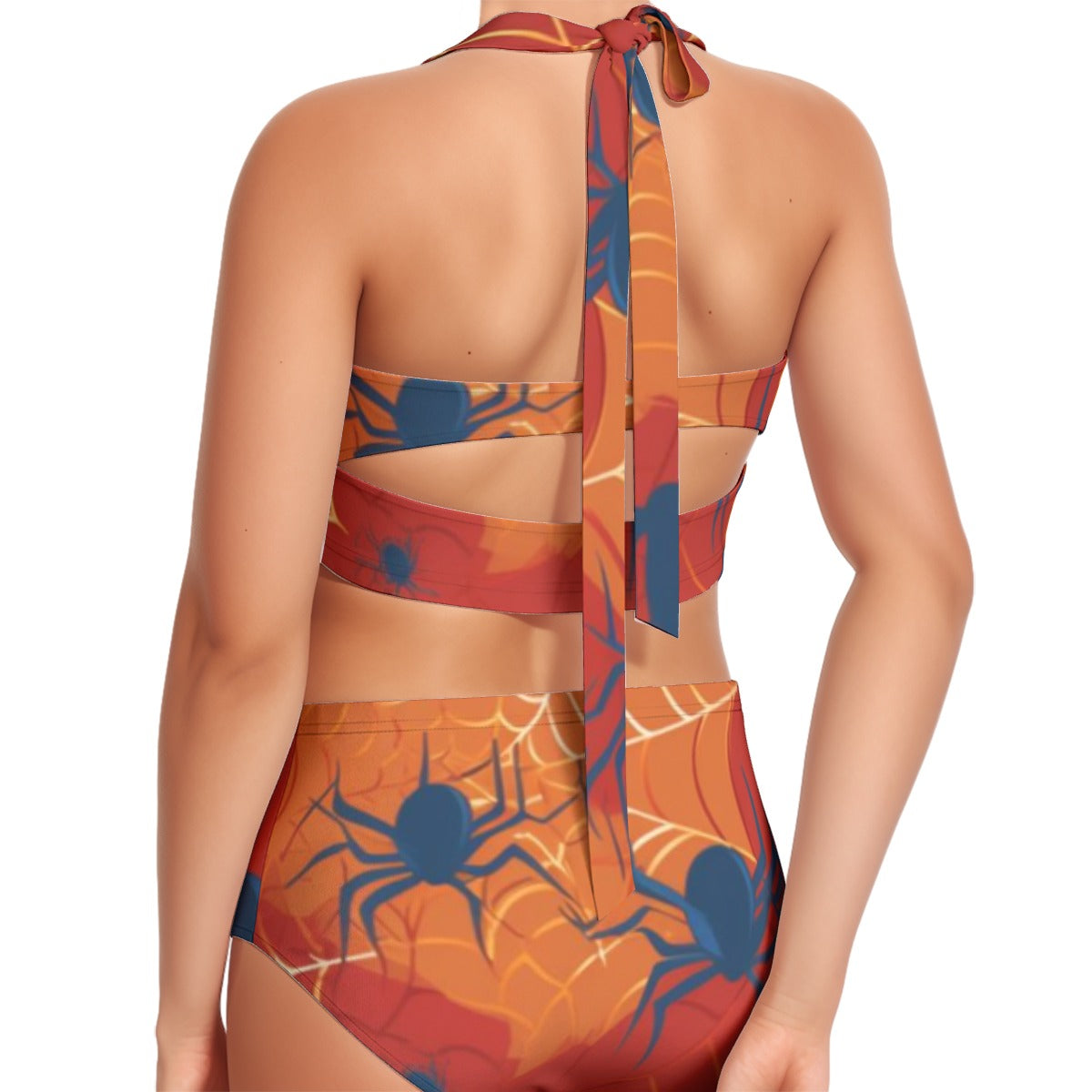 All-Over Print Women's Swimsuit Set With Halter