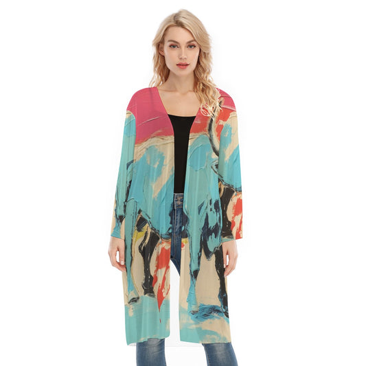 All- Over Print Women's Long Sleeve Mesh Cardigan