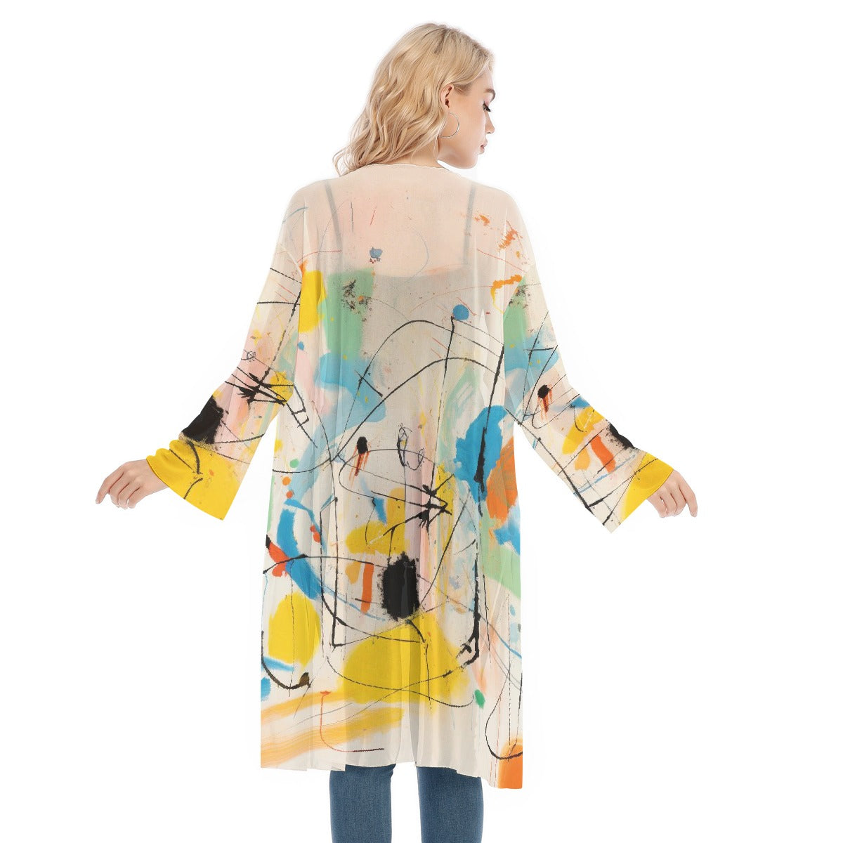 All- Over Print Women's Long Sleeve Mesh Cardigan