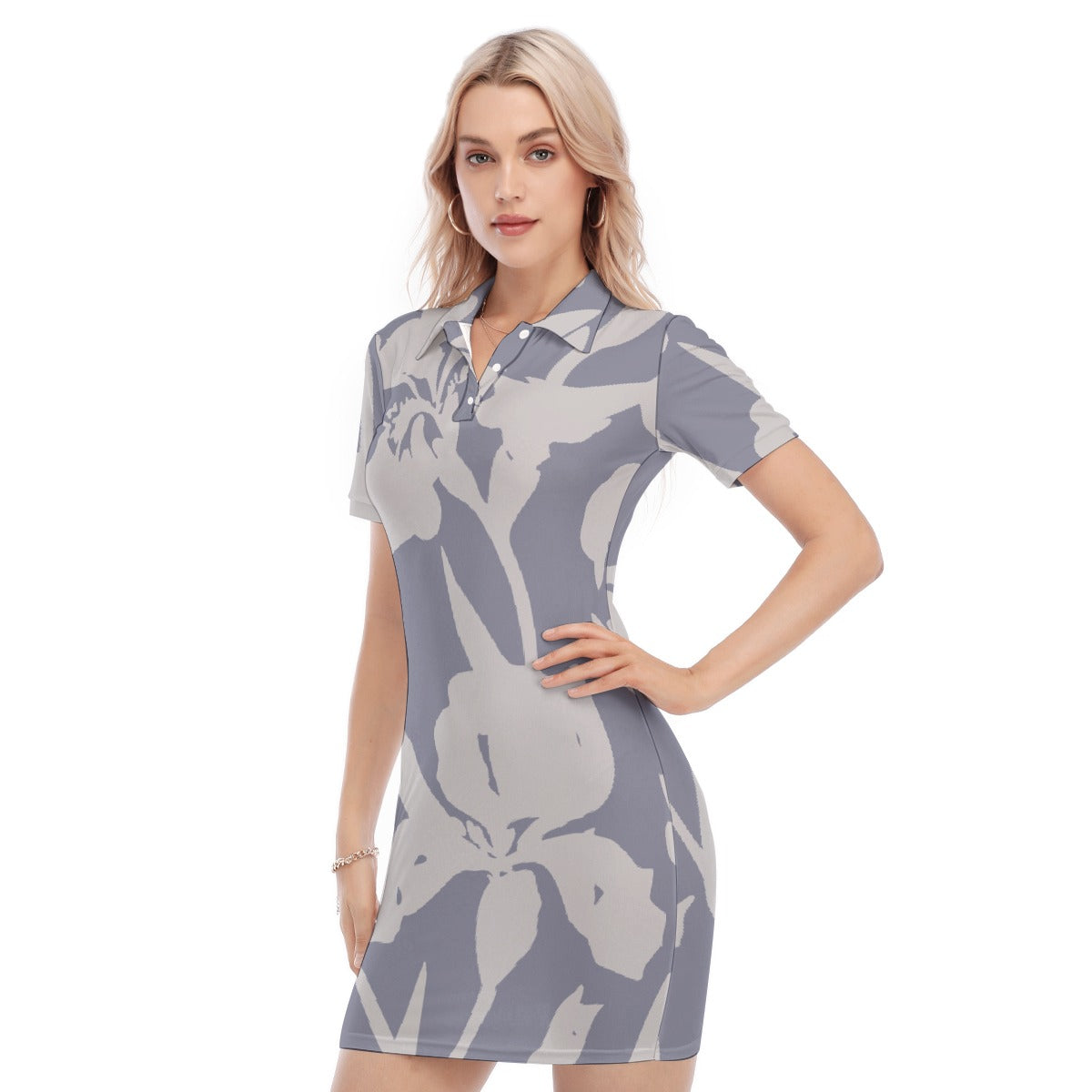 All-Over Print Women's Polo Collar Dress