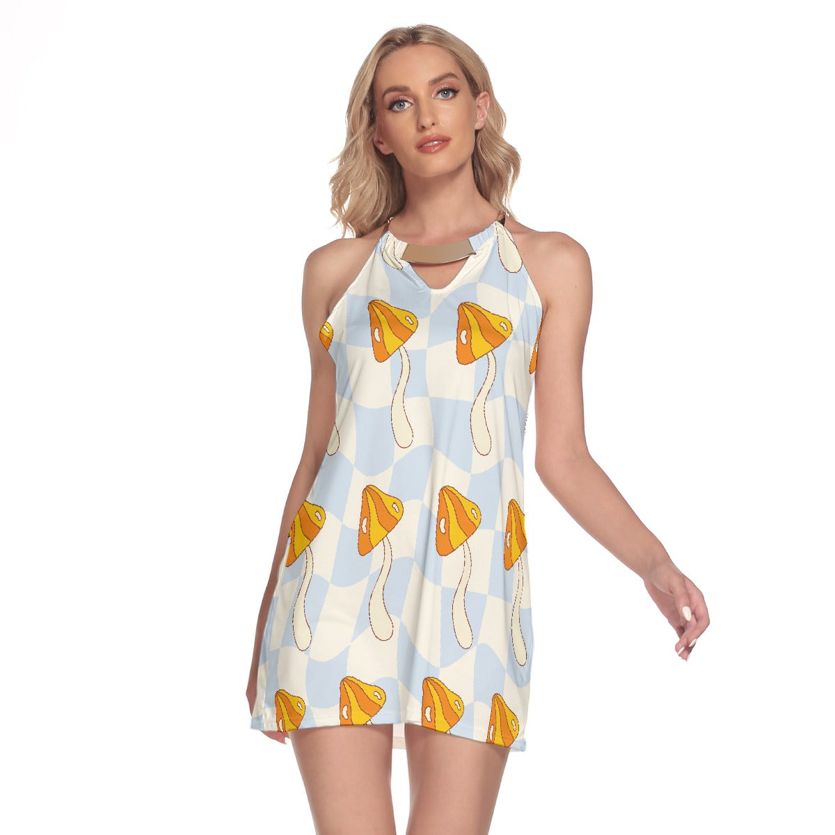 All-Over Print Women's Round Neck Above Knee Dress