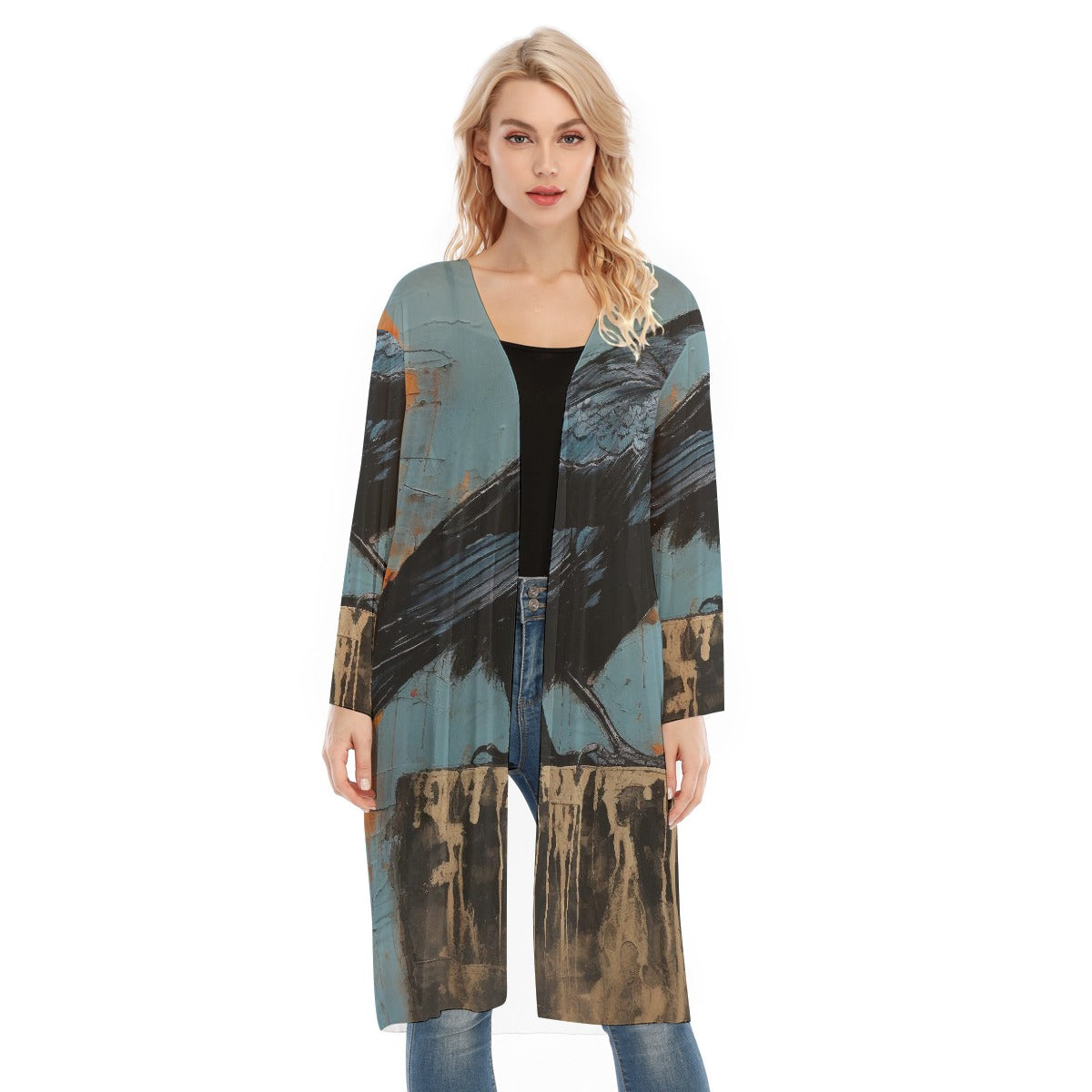 All- Over Print Women's Long Sleeve Mesh Cardigan