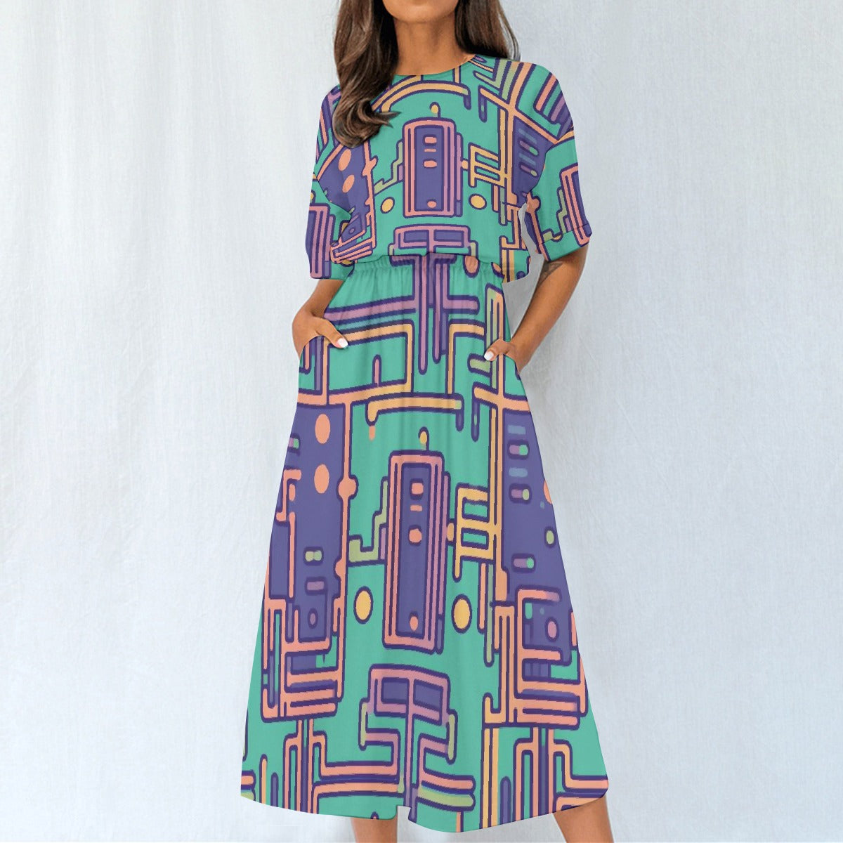 All-Over Print Women's Elastic Waist Dress