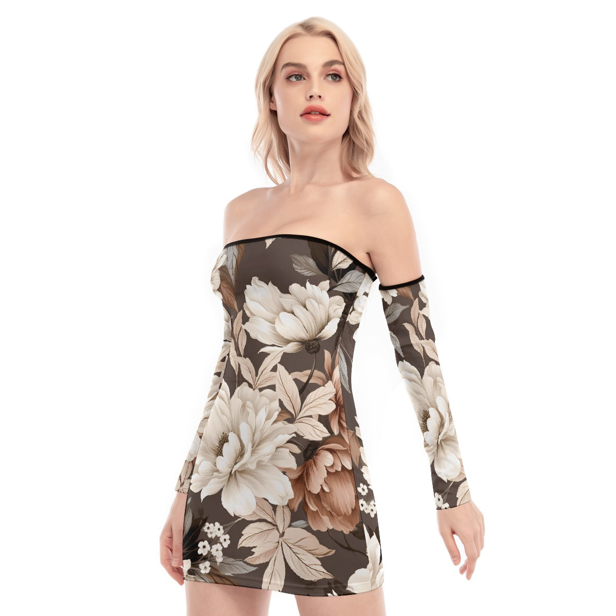 All-Over Print Women's Off-shoulder Back Lace-up Dress