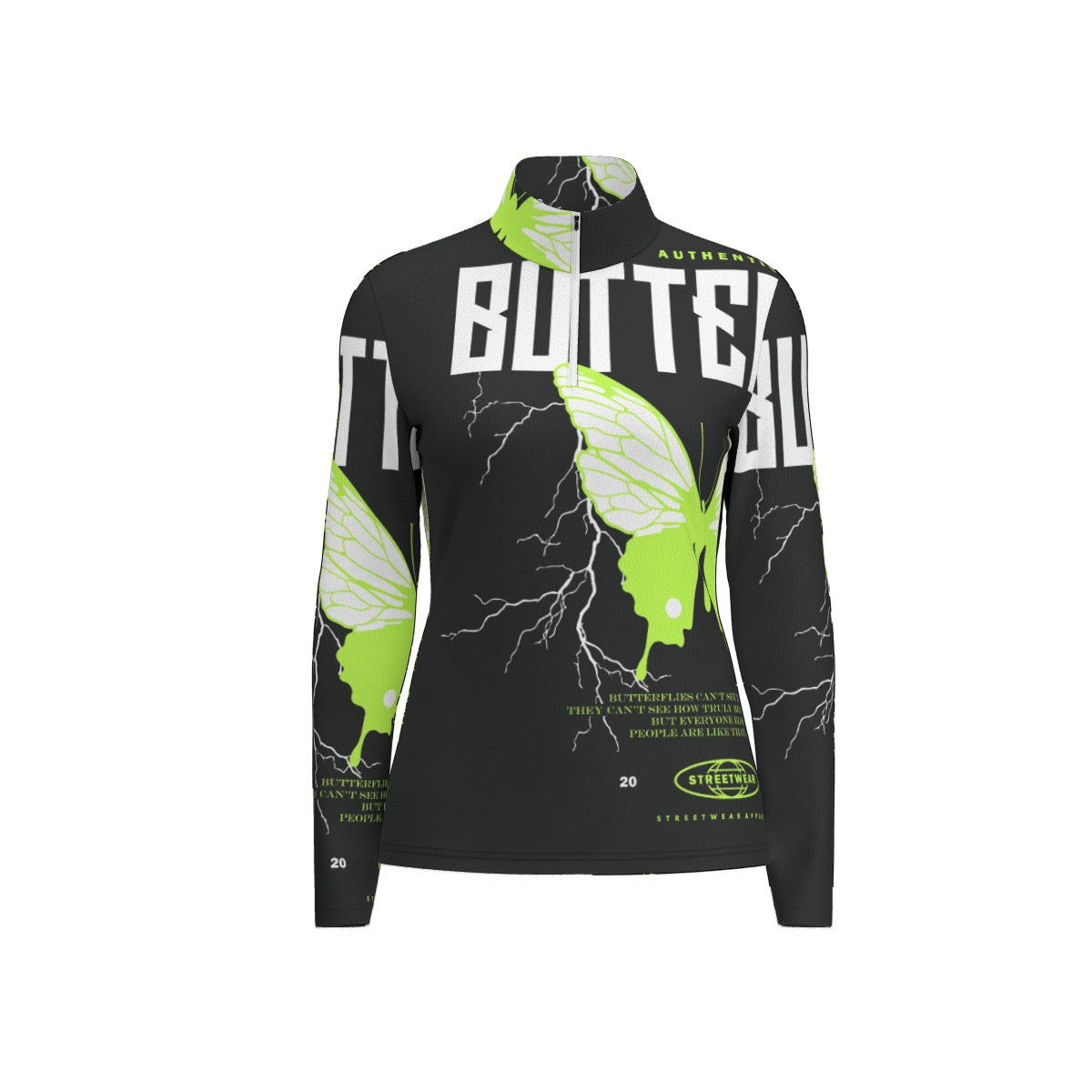 All-Over Print Women's Sports Collar Jersey With Long Sleeve