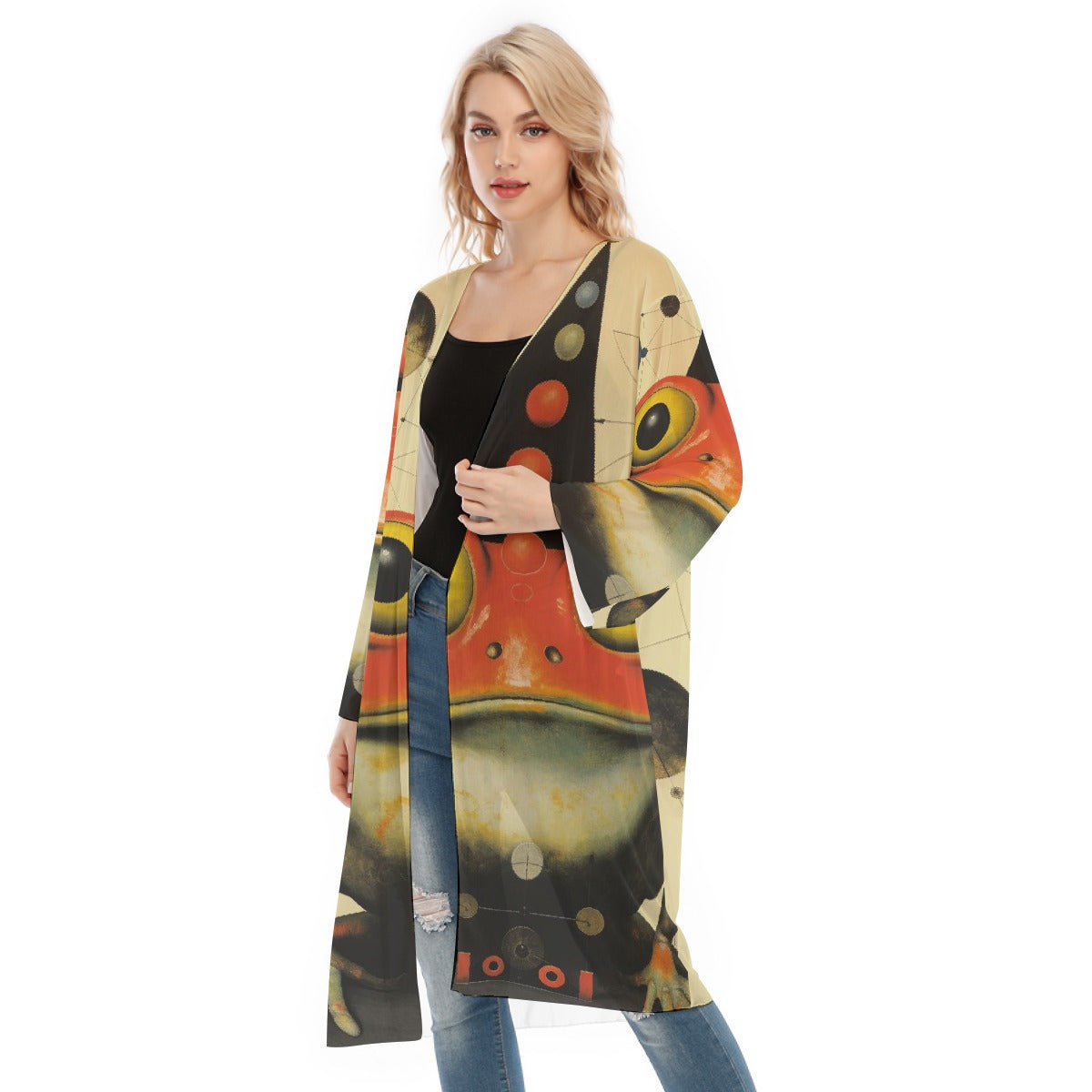 All- Over Print Women's Long Sleeve Mesh Cardigan