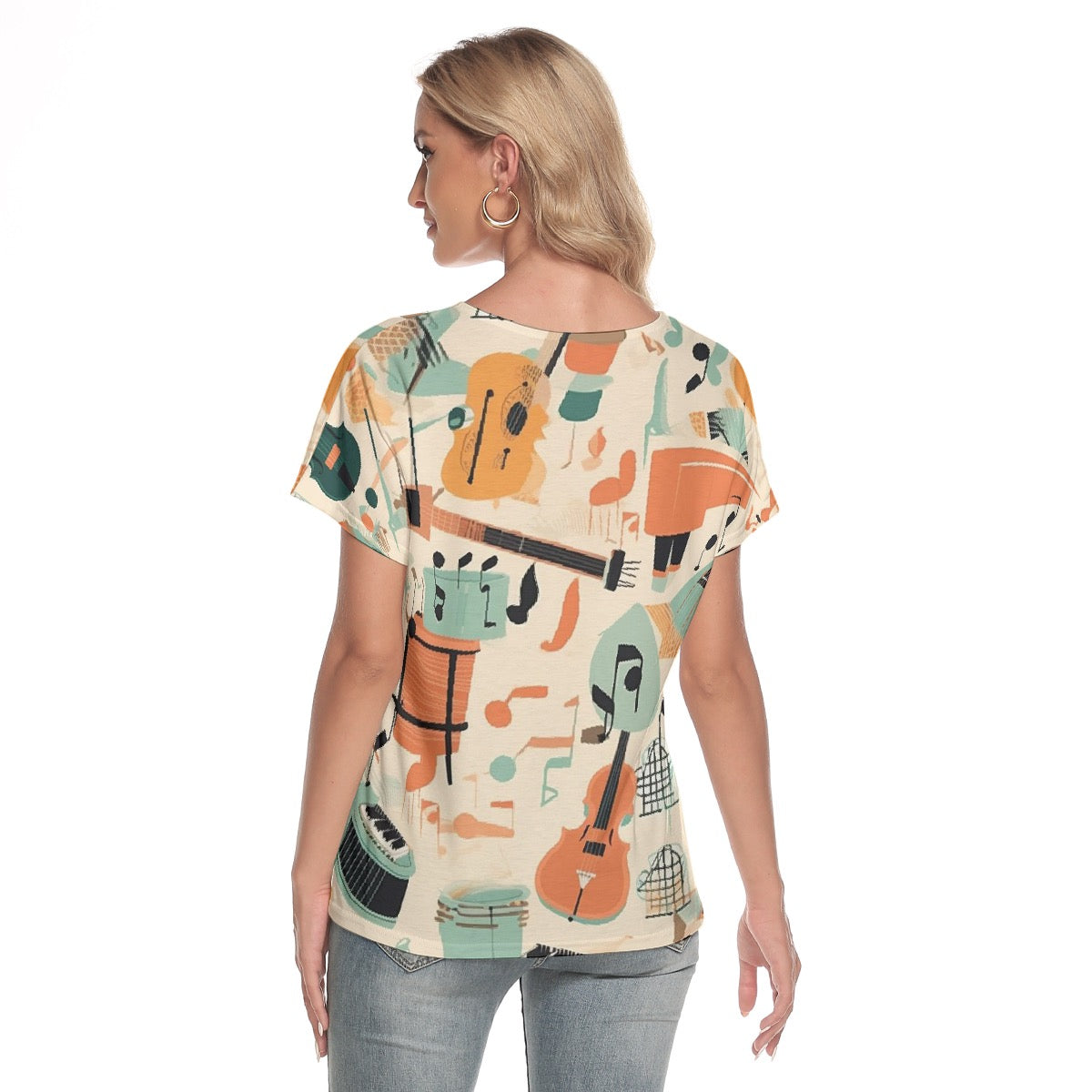 All-Over Print Women's Loose V-neck Short Sleeve T-shirt