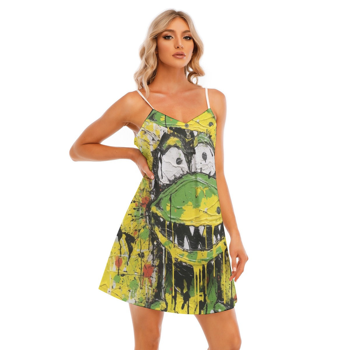 All-Over Print Women's V-neck Cami Dress