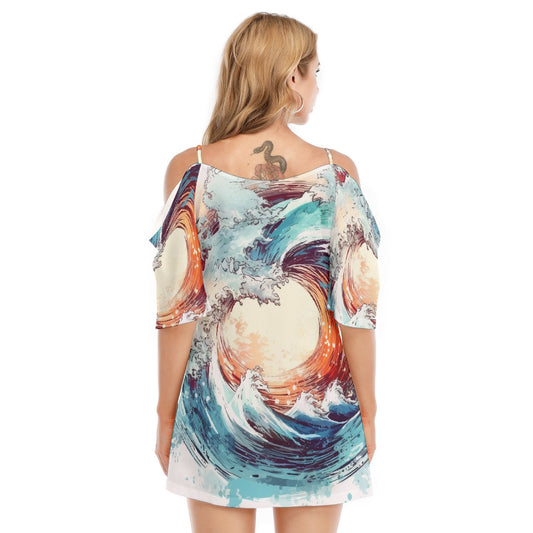 All-Over Print Women's Off-shoulder Cami Dress