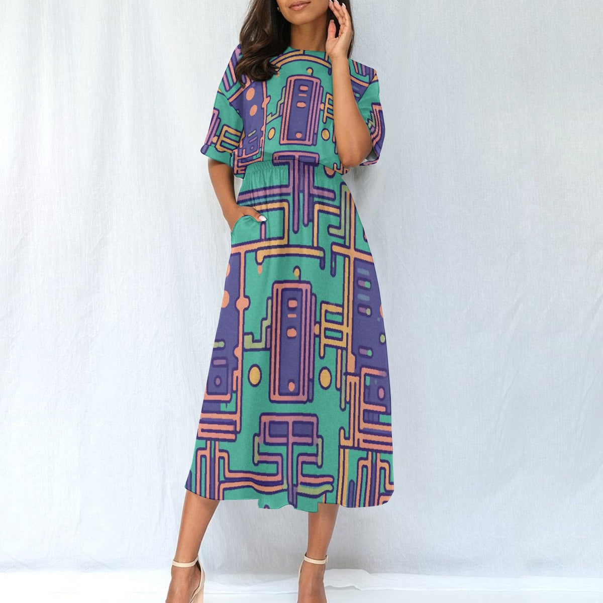 All-Over Print Women's Elastic Waist Dress