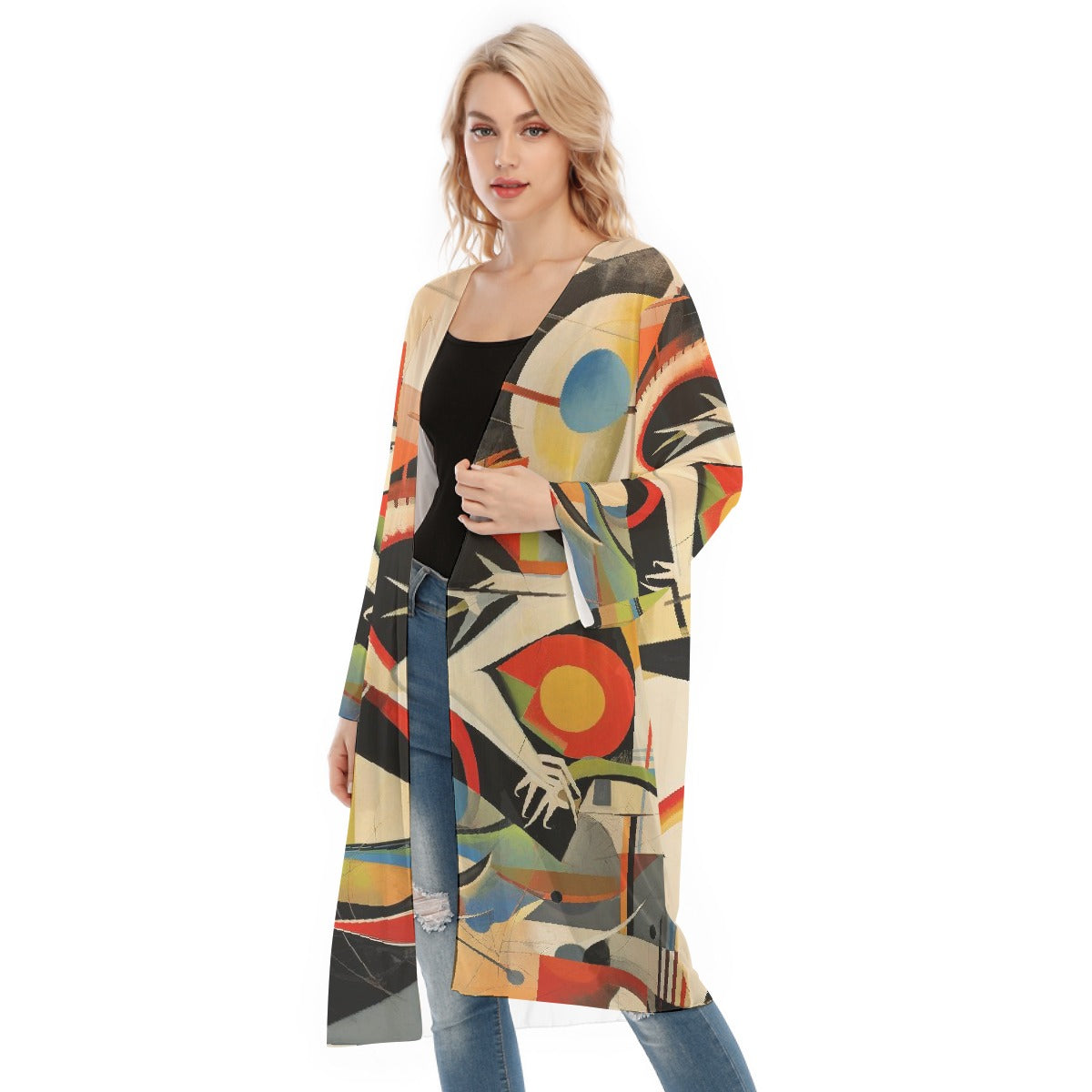 All- Over Print Women's Long Sleeve Mesh Cardigan