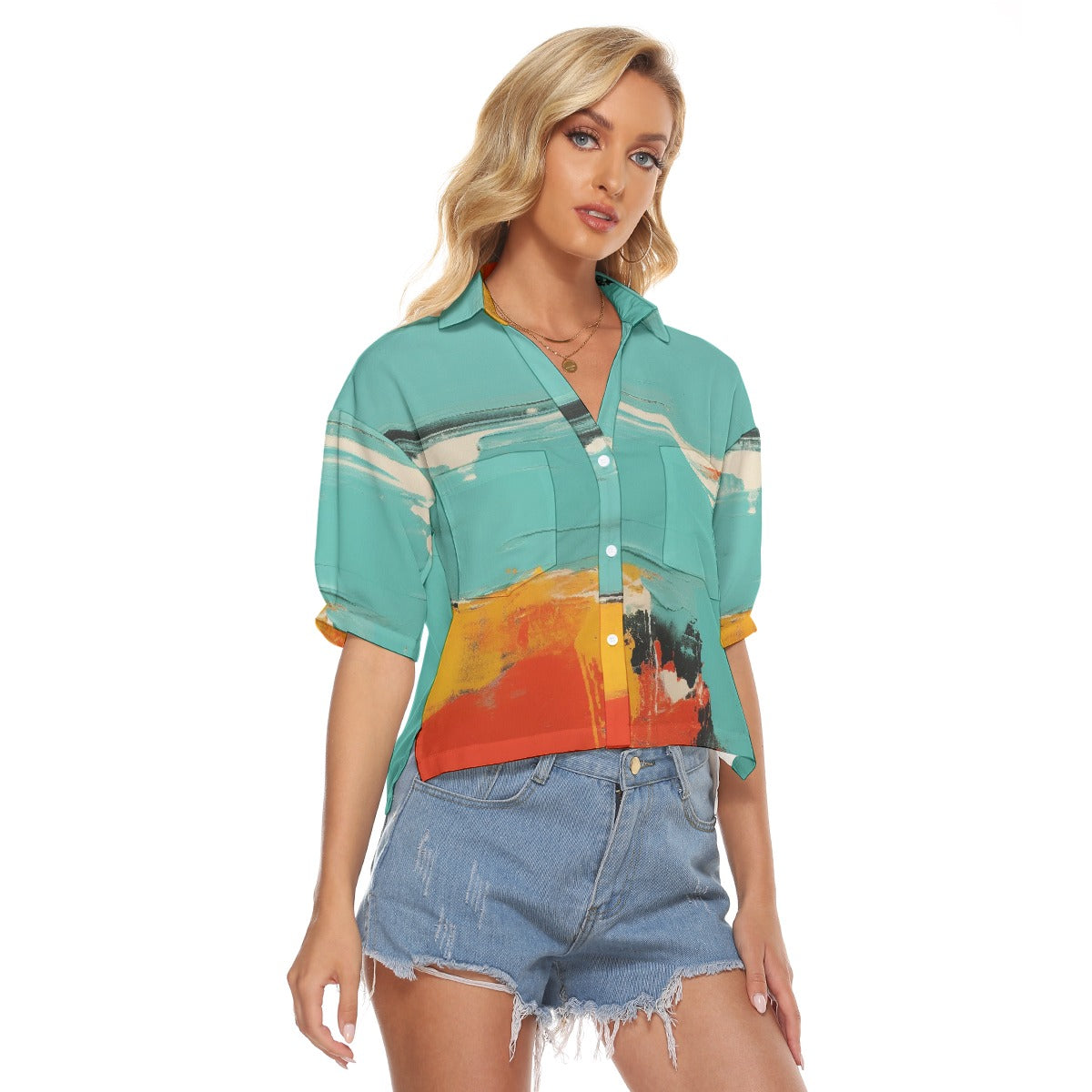 All-Over Print Women's V-neck Shirts