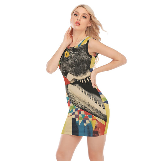 All-Over Print Women's O-neck Sleeveless Hip Skirt