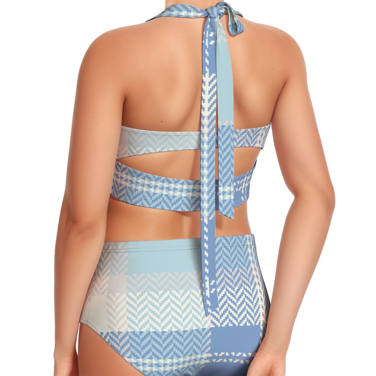 All-Over Print Women's Swimsuit Set With Halter