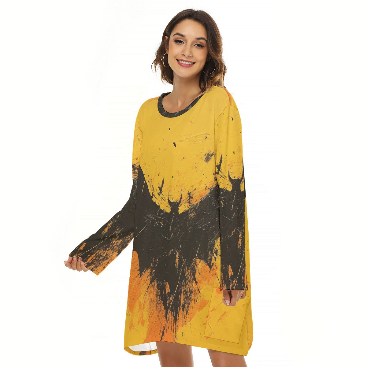 All-Over Print  Women's Loose Crew Neck Dress