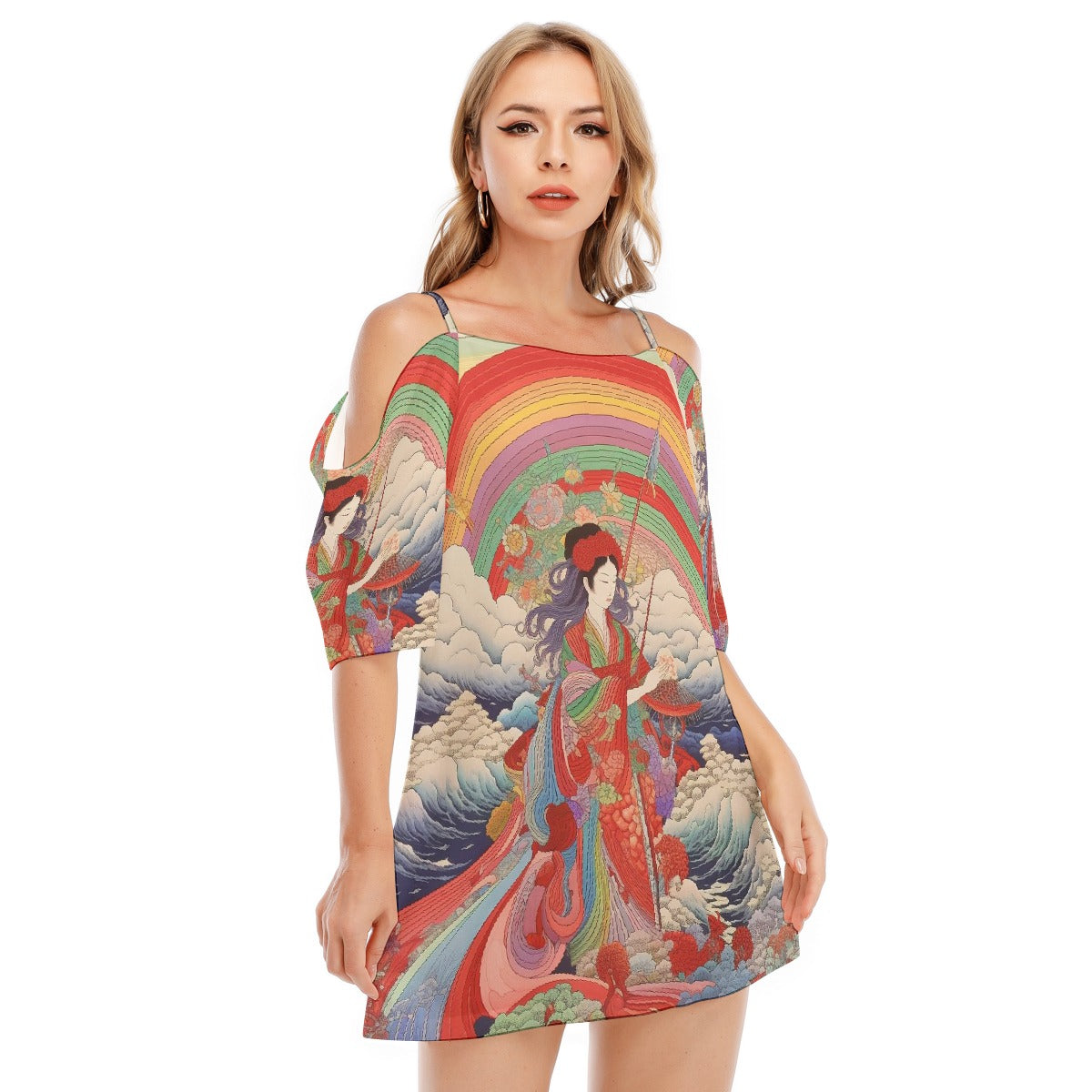 All-Over Print Women's Off-shoulder Cami Dress